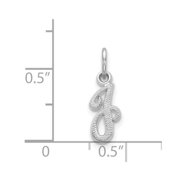 14k White Gold, Sadie Collection, Mini Satin Script Initial J Charm - Picture 4 of 5